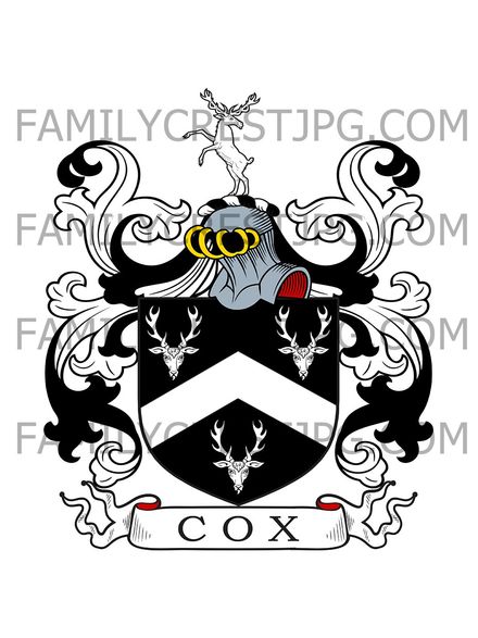 Cox Family Crest - Beaminster, co. Dorset, England