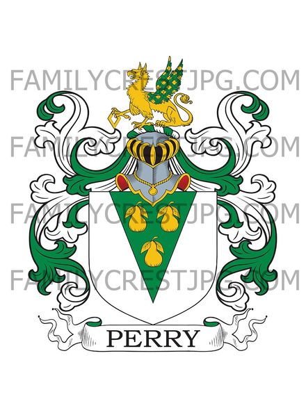 Perry Family Crest - Bitham House, co. Warwick, England