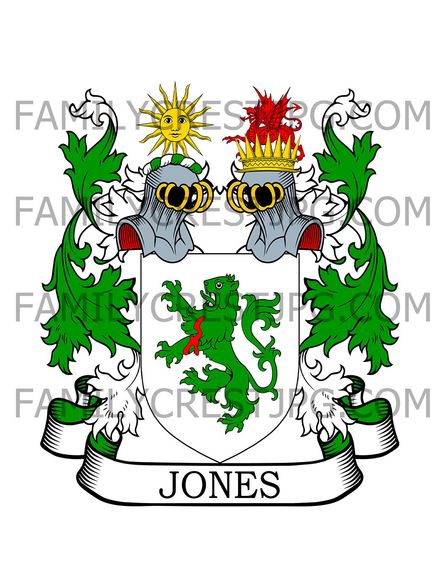 Jones Family Crest - Shackerley, co. Shropshire, England