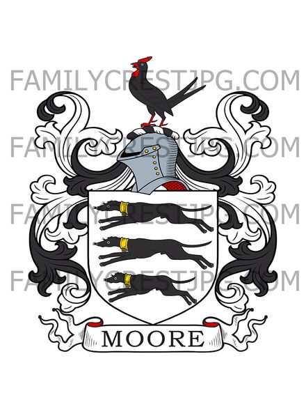 Moore Family Crest - Hordley, co. Shropshire, England 