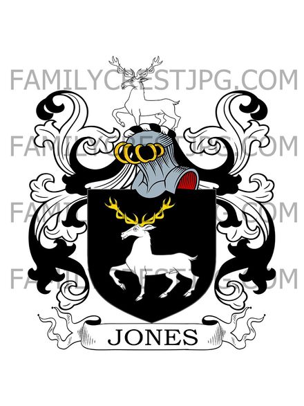 Jones Family Crest - Asthall Manor, co. Oxford, England