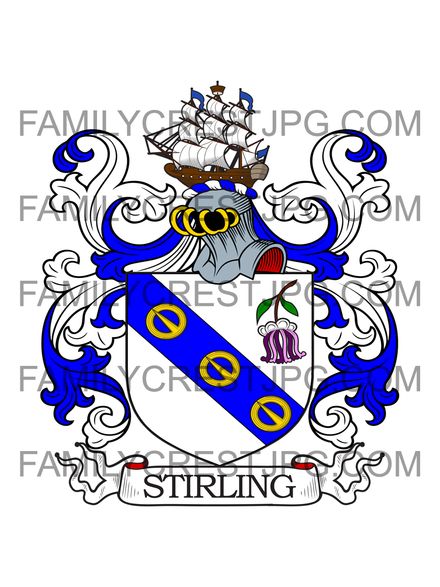 Stirling Family Crest - Dundee, Scotland 1672