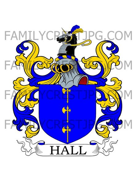 Hall Family Crest - Bybroke, Kennington, co. Kent, England