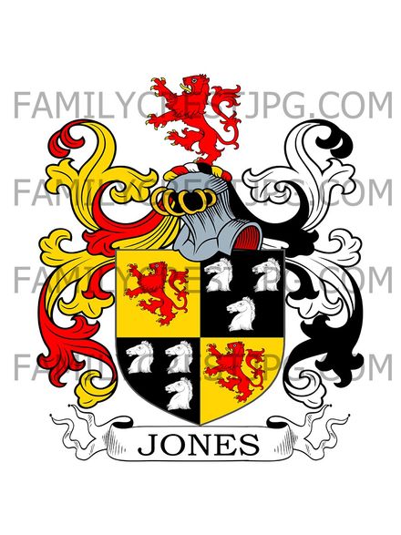 Jones Family Crest - Trewythen, co. Montgomery, Wales