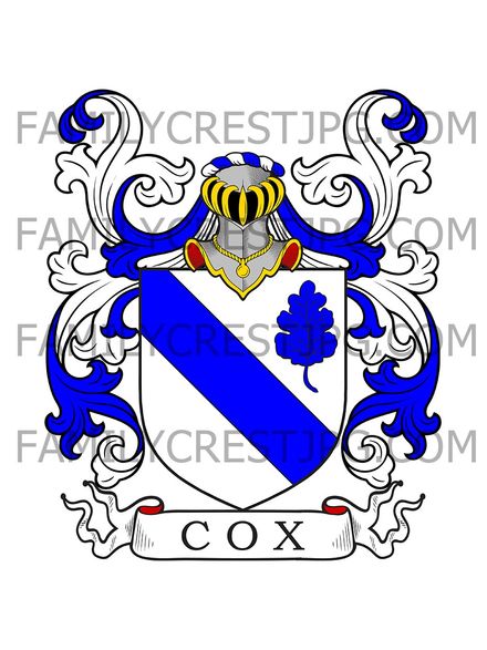 Cox Family Crest - Shropshire, England