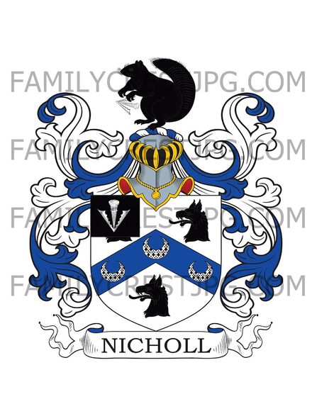 Nicholl Family Crest - Islington, co. Middlesex, England