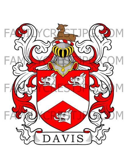 Davis Family Crest - Shropshire &amp; London, England