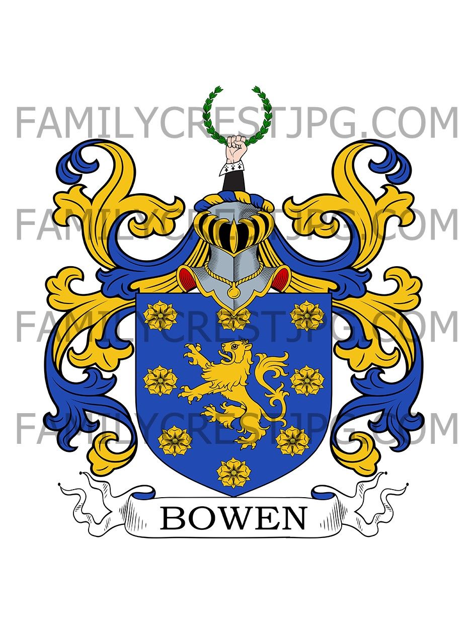 Bowen Family Crest - Oxford, England & Llwyngwair, Nevern, Wales