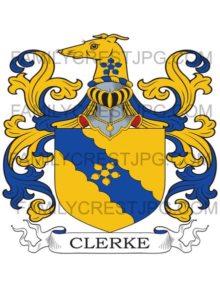 Clerke Family Crest -  Forde, co. Kent, England