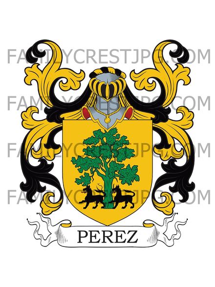 Perez Family Crest - Baicena, Rioja, Vizcaya, Villacarriedo &amp; Merindad de Trasmiera