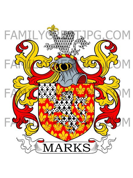 Marks Family Crest - Suffolk &amp; Liscard, co. Cornwall, England