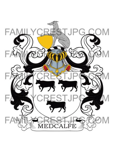 Metcalfe Family Crest - Bedal &amp; Bellerby, co. Yorkshire, England 1581