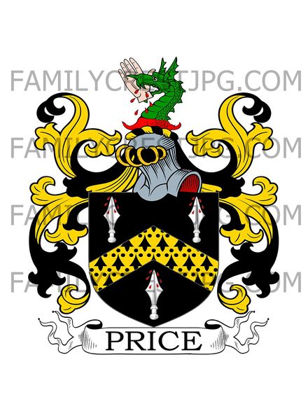 Price Family Crest - Trengwainton, co. Cornwall, England