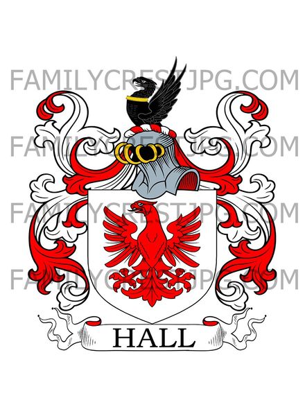Hall Family Crest - South Newington &amp; Banbury, co. Oxford, and co. Warwick, England 