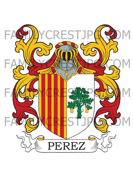 Perez Family Crest - Ayerbe &amp; Aragon, Spain