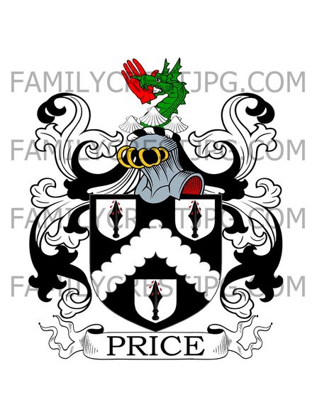 Price Family Crest - Norton Manor, co. Radnor, Wales