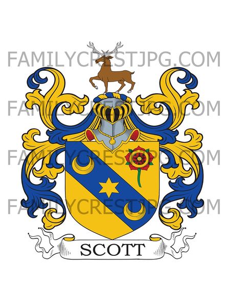 Scott Family Crest -  Woll co. Selkirk, Scotland
