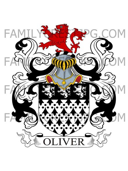 Oliver Family Crest - Wollescote Hall, co. Worcester, &amp; Bristol, England