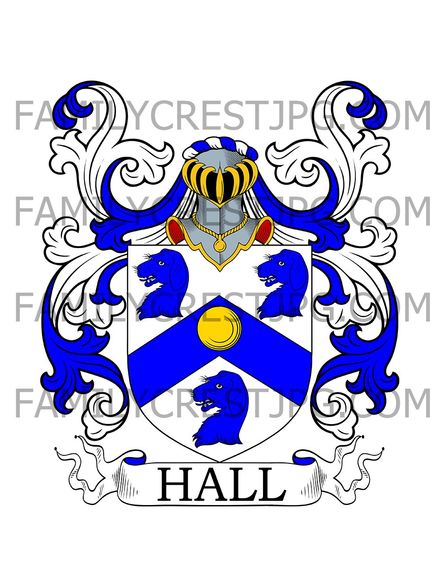 Hall Family Crest - Horton Hall, co. Bucks &amp; London, England