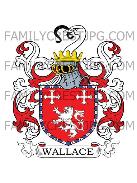 Wallace Family Crest - Featherstone Castle, Asholme, &amp; Knaresdale, co. Northumberland, England