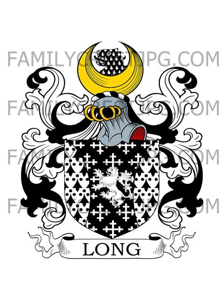Long Family Crest - Trowbridge, co. Wiltshire, England
