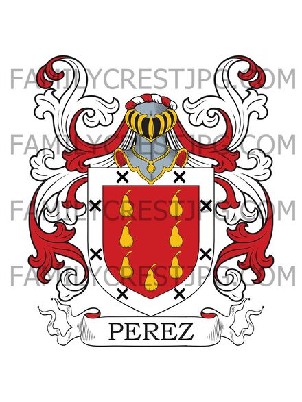 Perez Family Crest - Aller, Castropol, Ibias, Degaña, Asturias