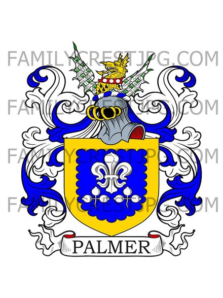 Palmer Family Crest - Upton Snodsbury, co. Worcester, England