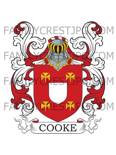 Cooke Family Crest - Langham &amp; Badwell Ash, co. Suffolk, England