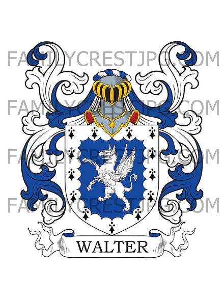 Walter Family Crest - Ashburie, co. Devon, England