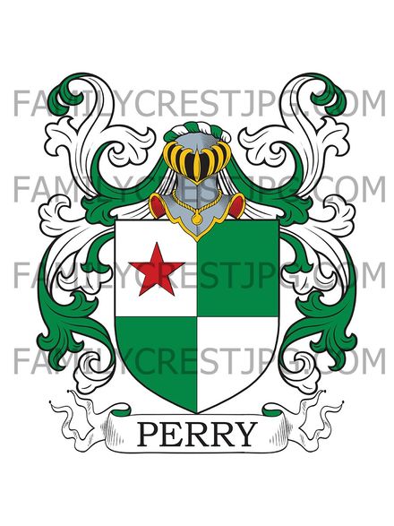 Perry Family Crest - Gloucester &amp; Leicester, England