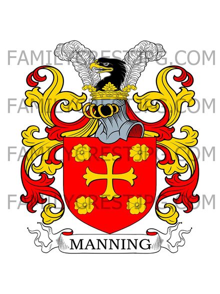 Manning Family Crest - Eversfield, co. Devon, England
