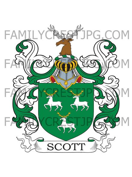 Scott Family Crest - Barnes Hall, co. Yorkshire, England