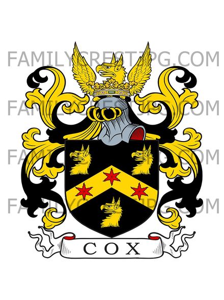 Cox Family Crest - Bramerton, co. Norfolk, England
