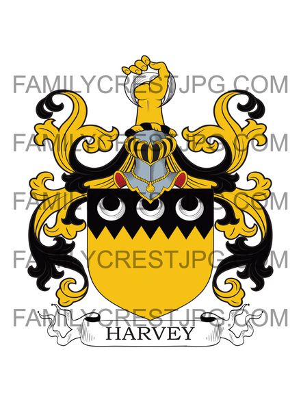 Harvey Family Crest - Comb Nevile, co. Surrey, England