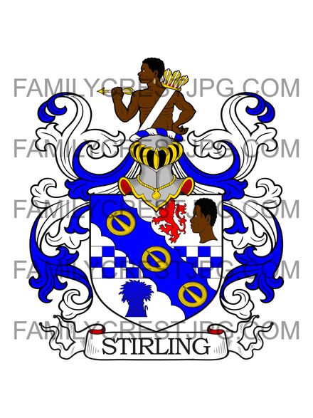 Stirling Family Crest - Mansfield, co. Ayr, Scotland 1792