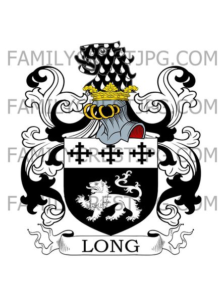 Long Family Crest - Rowde Ashton, co. Wiltshire, England