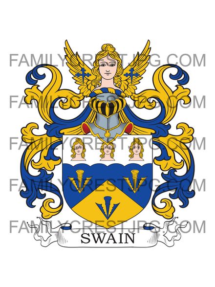 Swain Family Crest - Compton Camberley, co. Surrey, England