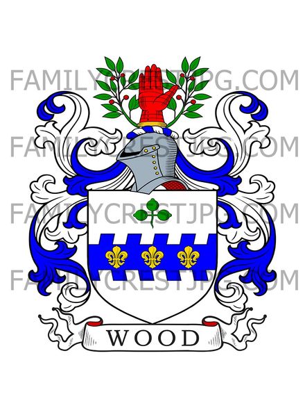 Wood Family Crest - Staple Inn, co. Middlesex, England