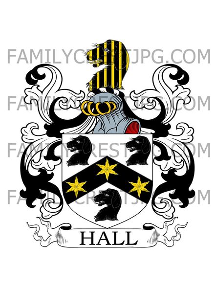 Hall Family Crest - Grantham, co. Lincoln, England
