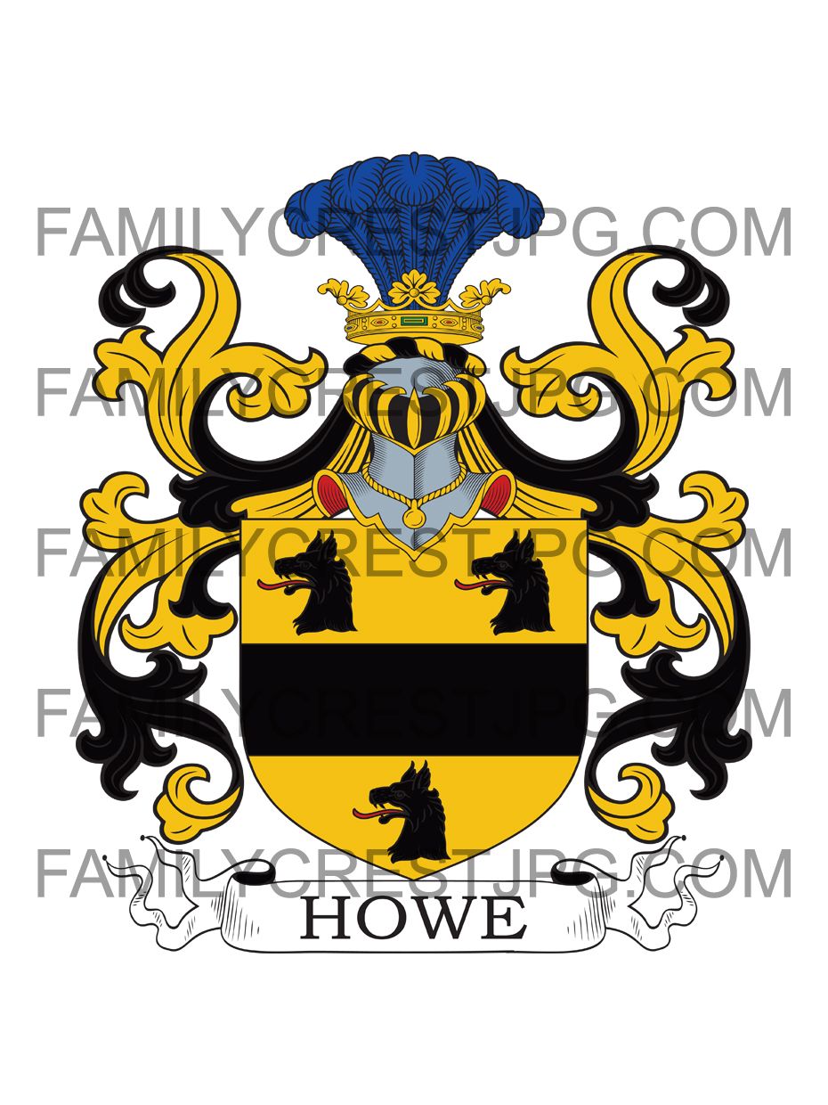 Howe Family Crest - Compton, co. Gloucestershire, England 1660