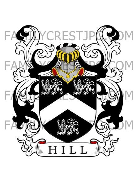 Hill Family Crest - Kent &amp; London, England