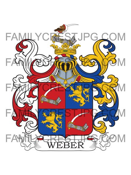 Weber Family Crest - von Webersfeld, Austria 1786