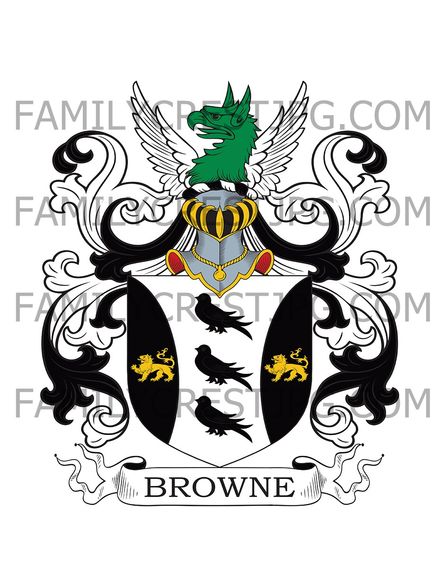 Browne Family Crest -  Orthwaite Hal, co. Cumberland, England
