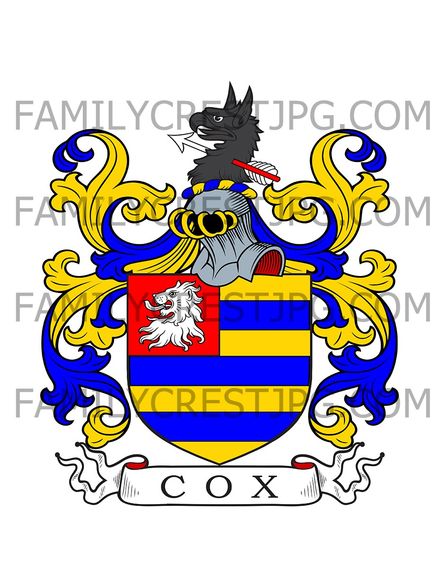 Cox Family Crest - Chichester, co. Sussex, England