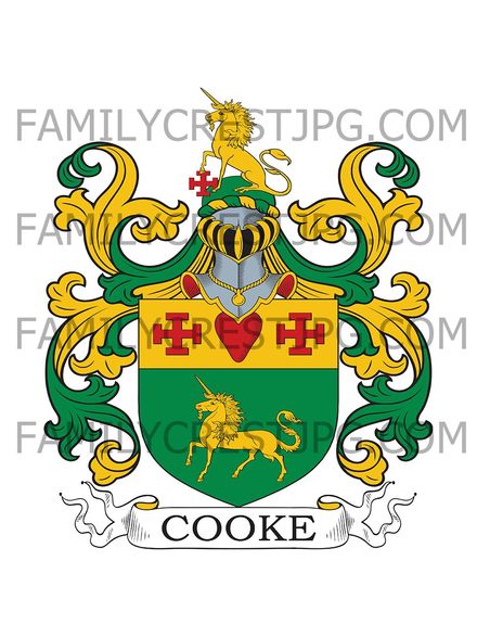 Cooke Family Crest - Edmonton, co. Middlesex, England