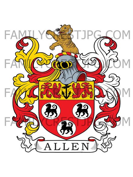 Allen Family Crest - Lyne Shany, co. Cavan, Ireland