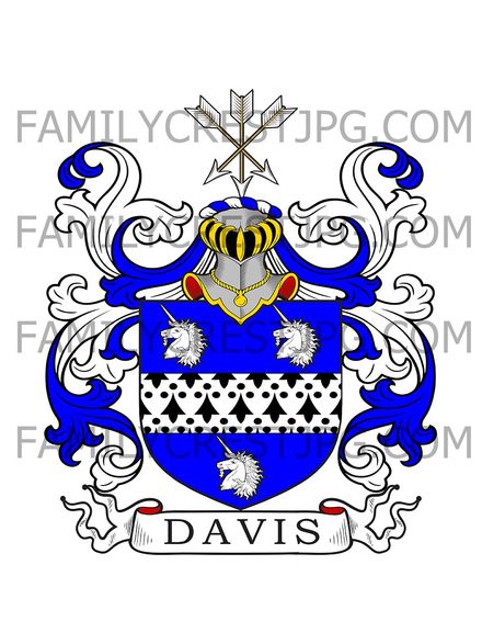 Davis Family Crest - Wells, co. Somerset, England