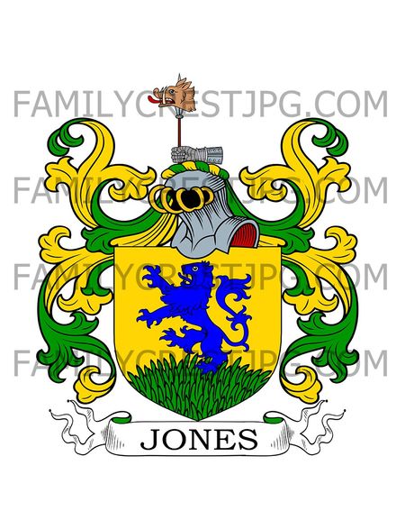 Jones Family Crest - Sugwas, co. Hereford, England