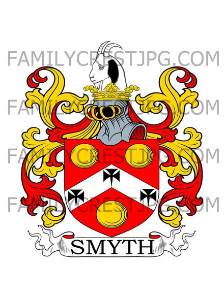 Smyth Family Crest - Bosworth, co. Leicester, England