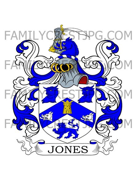 Jones Family Crest - Kilwendeage, co. Pembroke, Wales